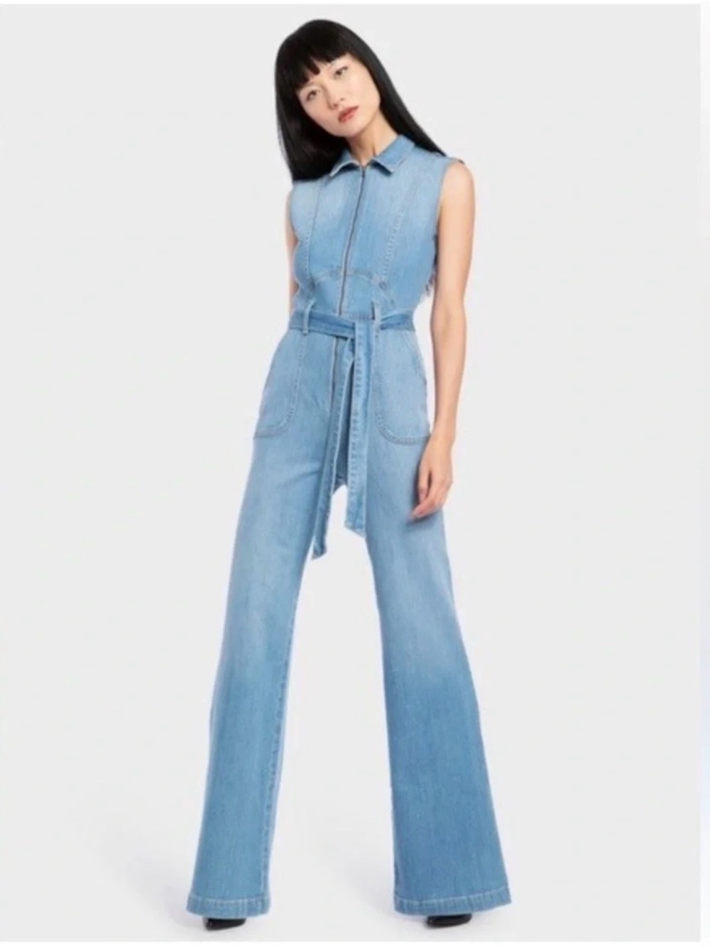 Alice + Olivia Denim Jumpsuit with Belt